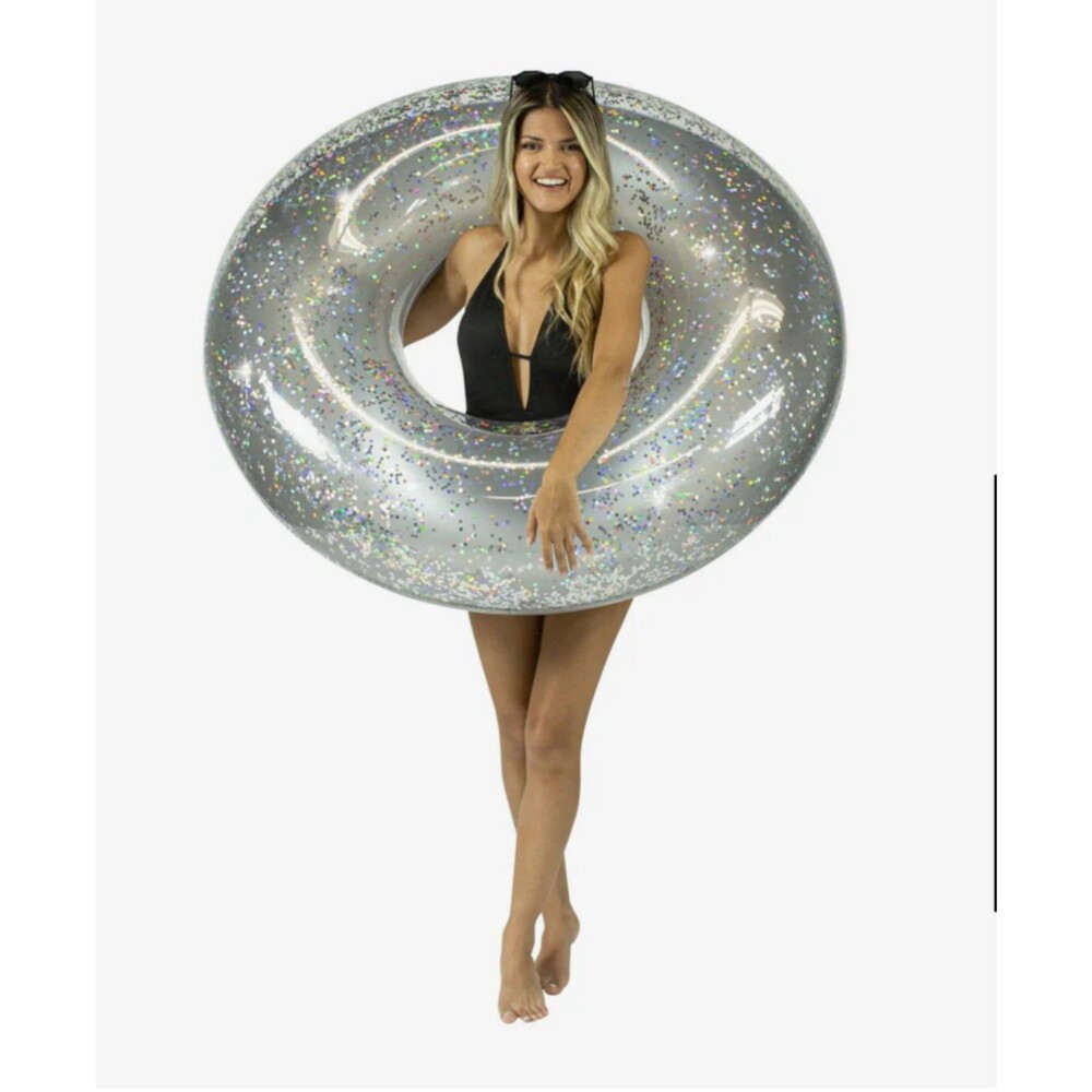 PoolCandy Silver Glitter Jumbo Pool Tube 48 Inches